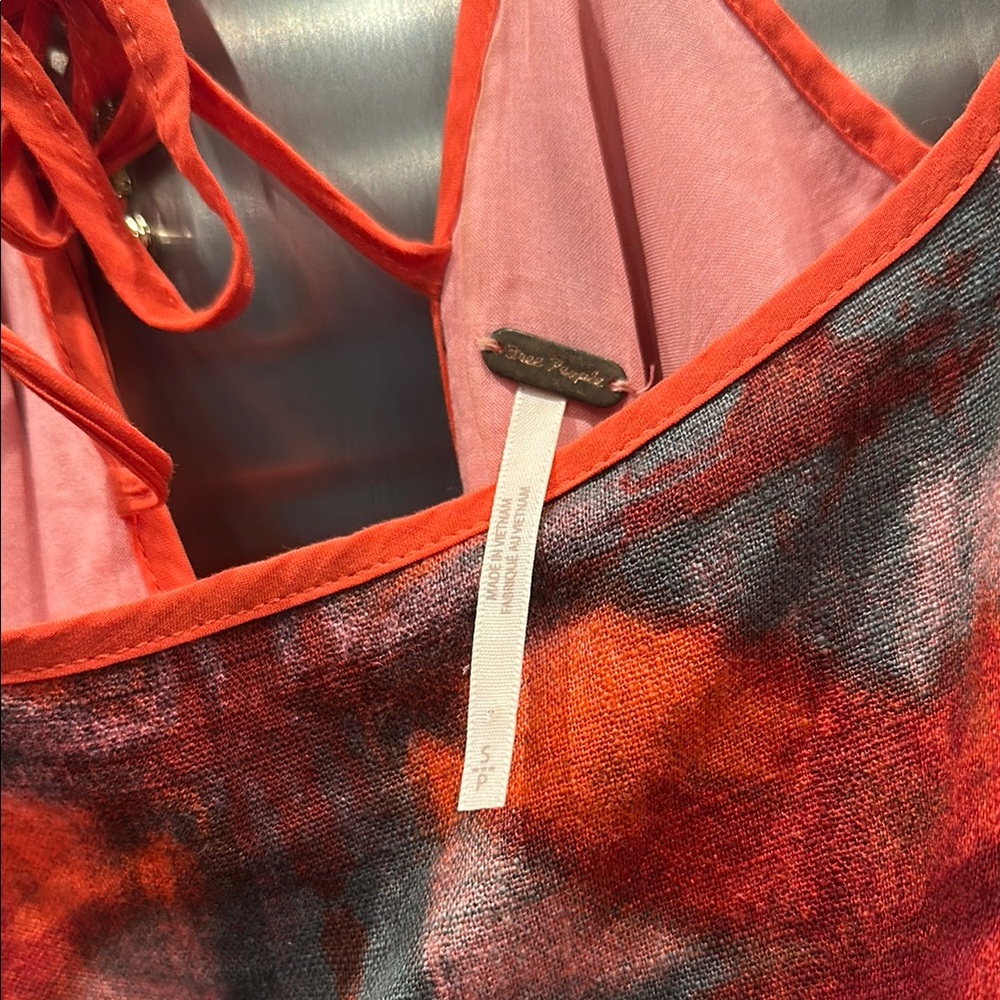 Free People Red and Pink Spaghetti Strap Mini Dress - Picture 2 of 4